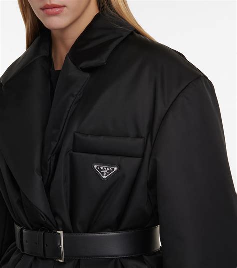 re-nylon belted padded jacket prada|prada light nylon puffer jacket.